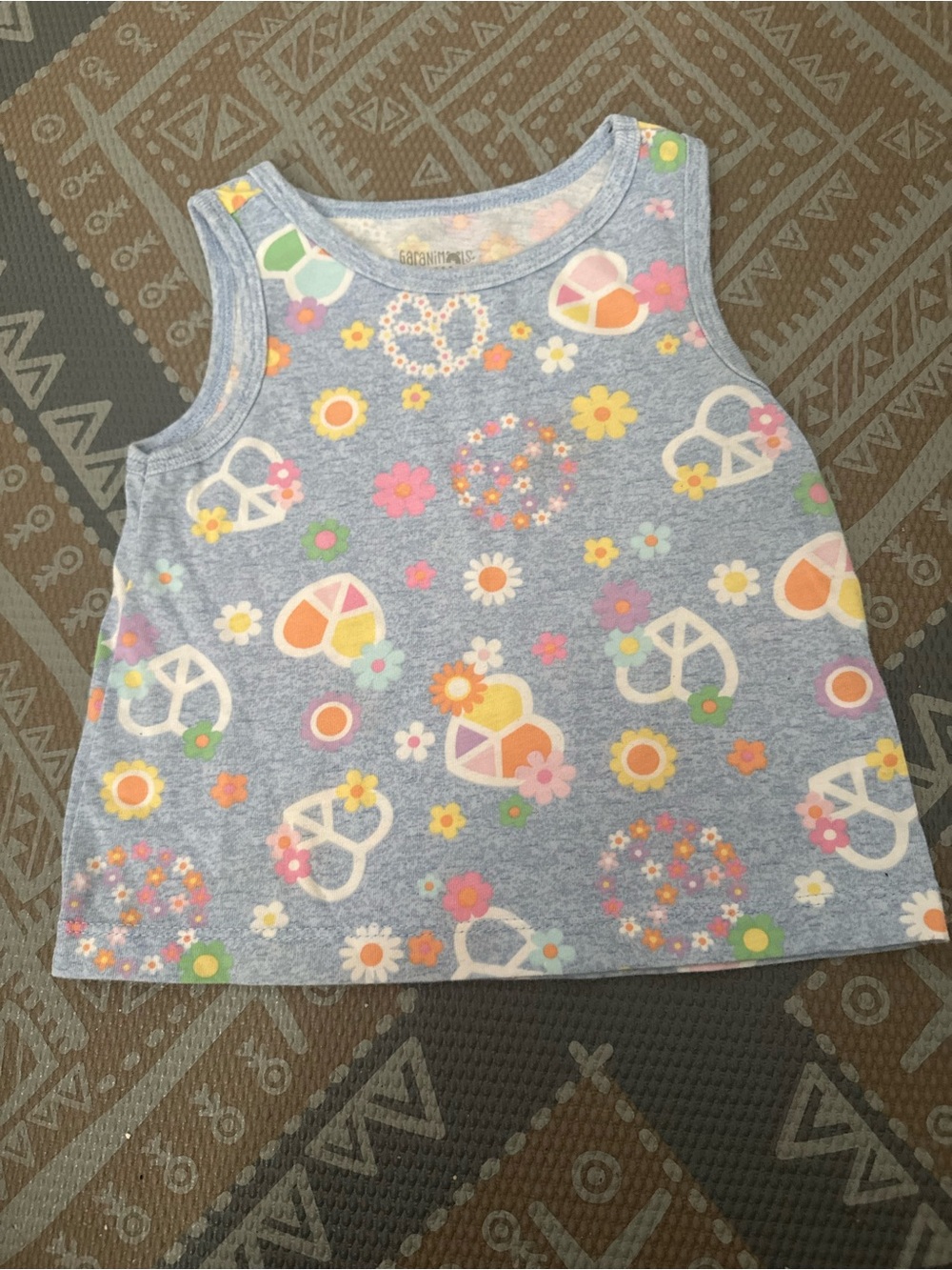 Garanimals Heather Gray Tank Top with Pastel Peace Signs & Flowers